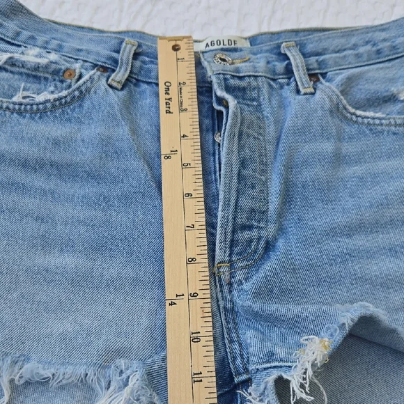 Agolde Light Wash Distressed Denim Parker Shorts Size 29 - Picture 7 of 9